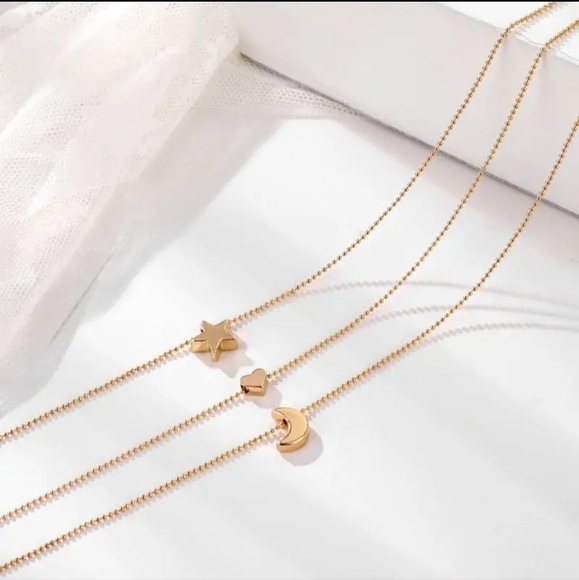 💥4 for $20💥NWT Star Moon Love Pendant Multi-layer Bead Necklace - Picture 2 of 8
